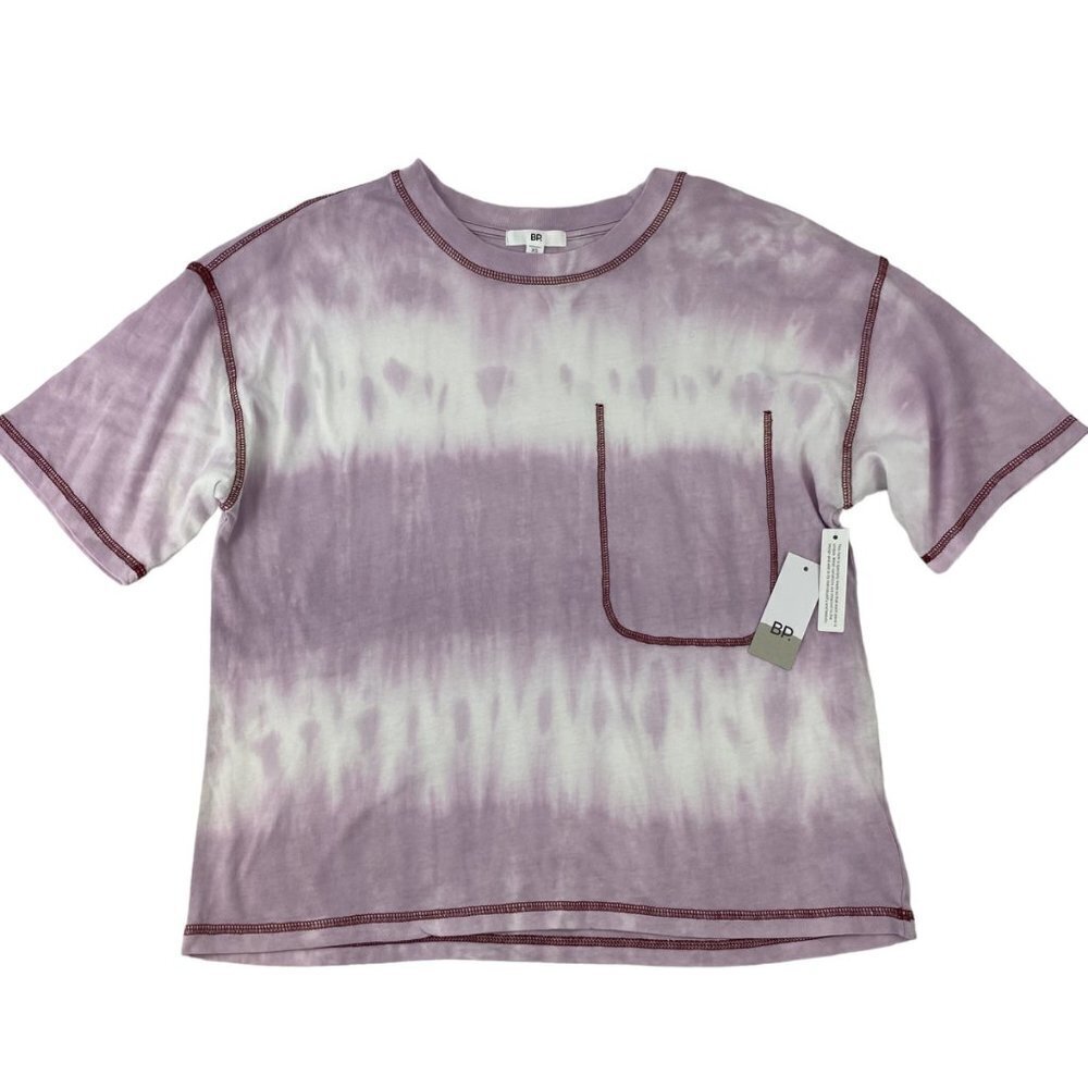 Nordstrom BP Purple White Tie Dye Oversized Boxy Short Sleeve Cotton T-Shirt XS
